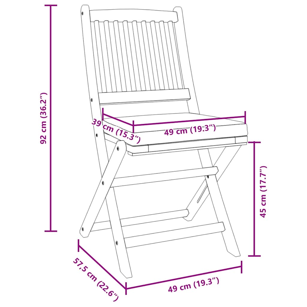 Sklopiva stolica s jastukom 6 pcs Siva 49 x 57,5 x 92 cm