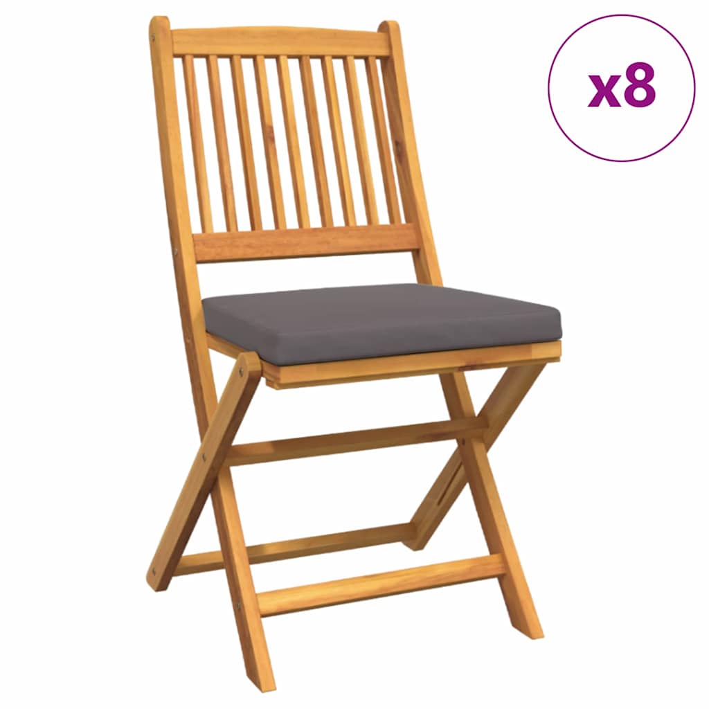 Sklopiva stolica s jastukom 8 pcs Siva 49 x 57,5 x 92 cm