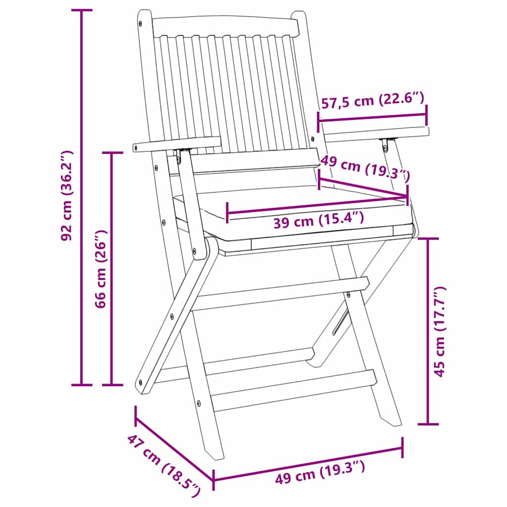 Sklopiva stolica s jastukom 8 pcs Bijelo 49 x 57,5 x 92 cm