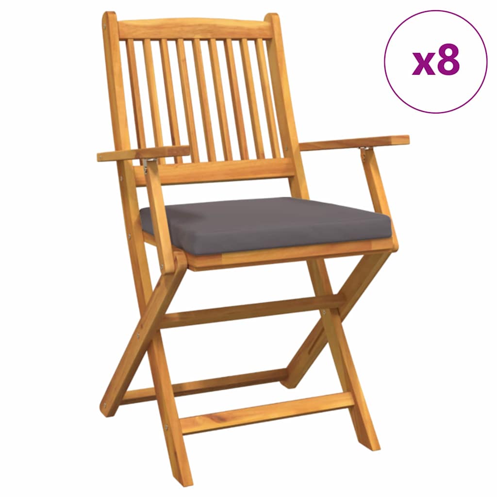 Sklopiva stolica s jastukom 8 pcs Siva 49 x 57,5 x 92 cm