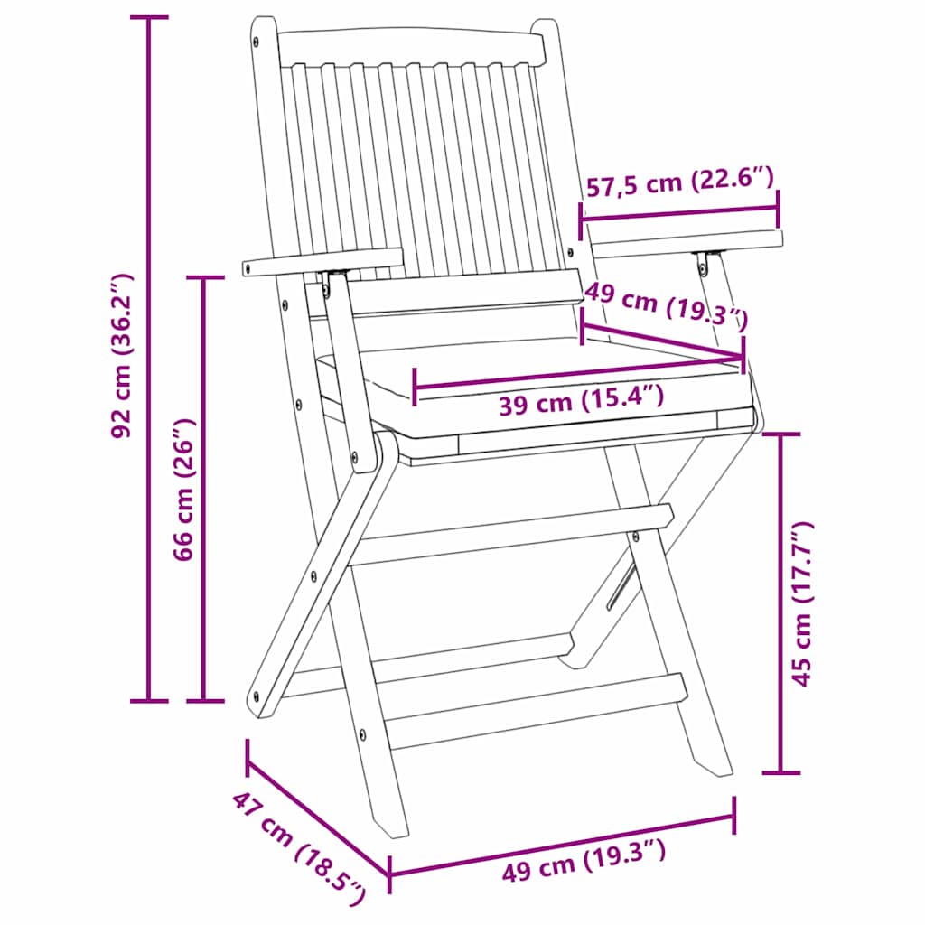 Sklopiva stolica s jastukom 8 pcs Siva 49 x 57,5 x 92 cm