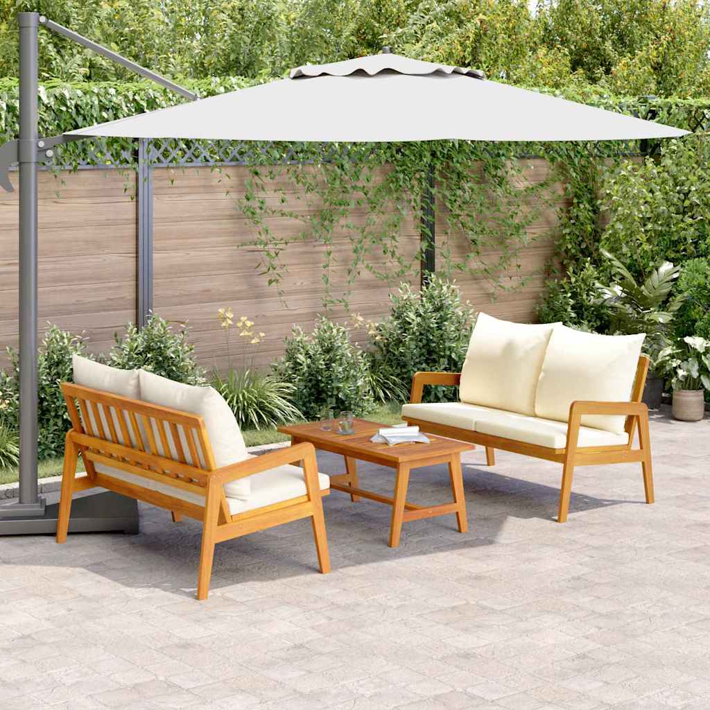 Bistro set s jastukom 3 pcs Smeđa Čvrsto drvo akacije