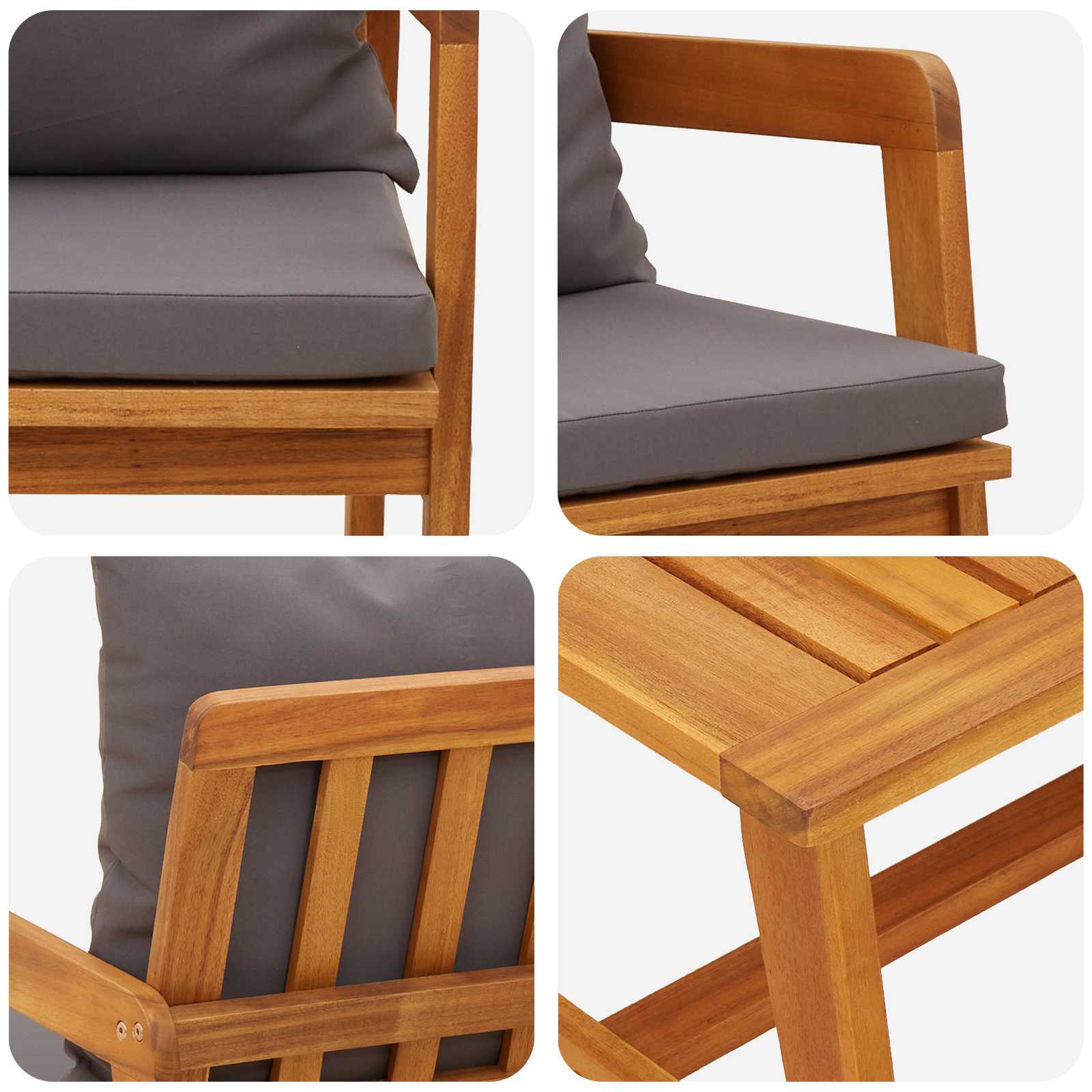 Bistro set s jastukom 5 pcs Smeđa Čvrsto drvo akacije