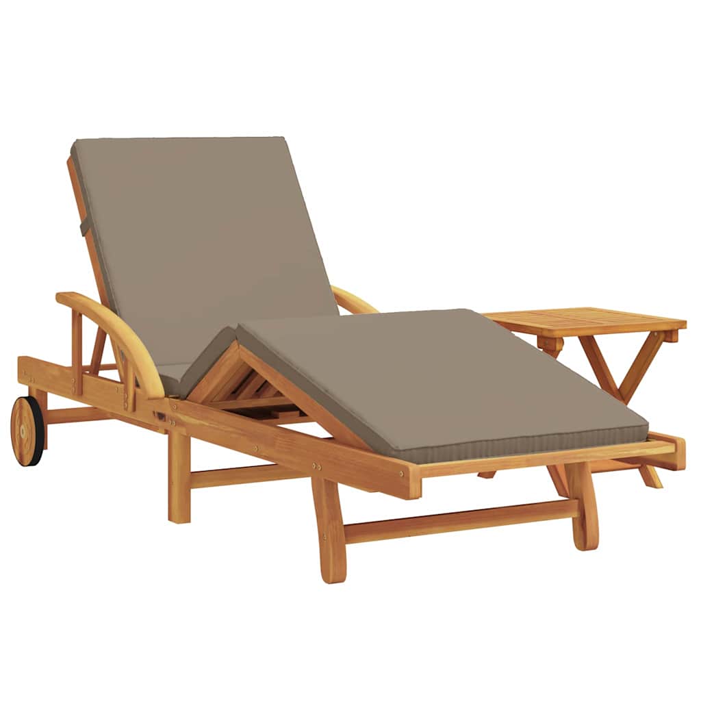 Ležaljka 2 pcs Sivo-smeđa 200 x 67 x 84 cm Čvrsto drvo akacije