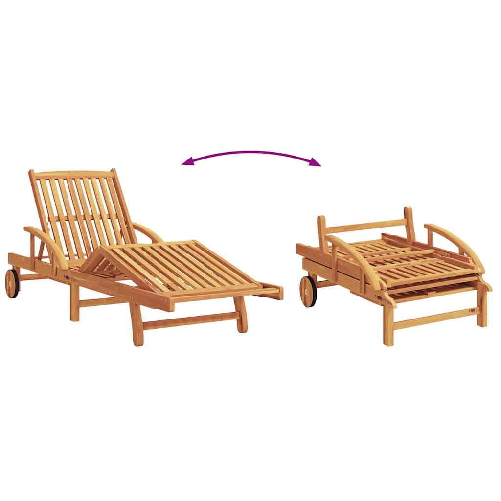 Ležaljka 3 pcs Sivo-smeđa 200 x 67 x 84 cm Čvrsto drvo akacije