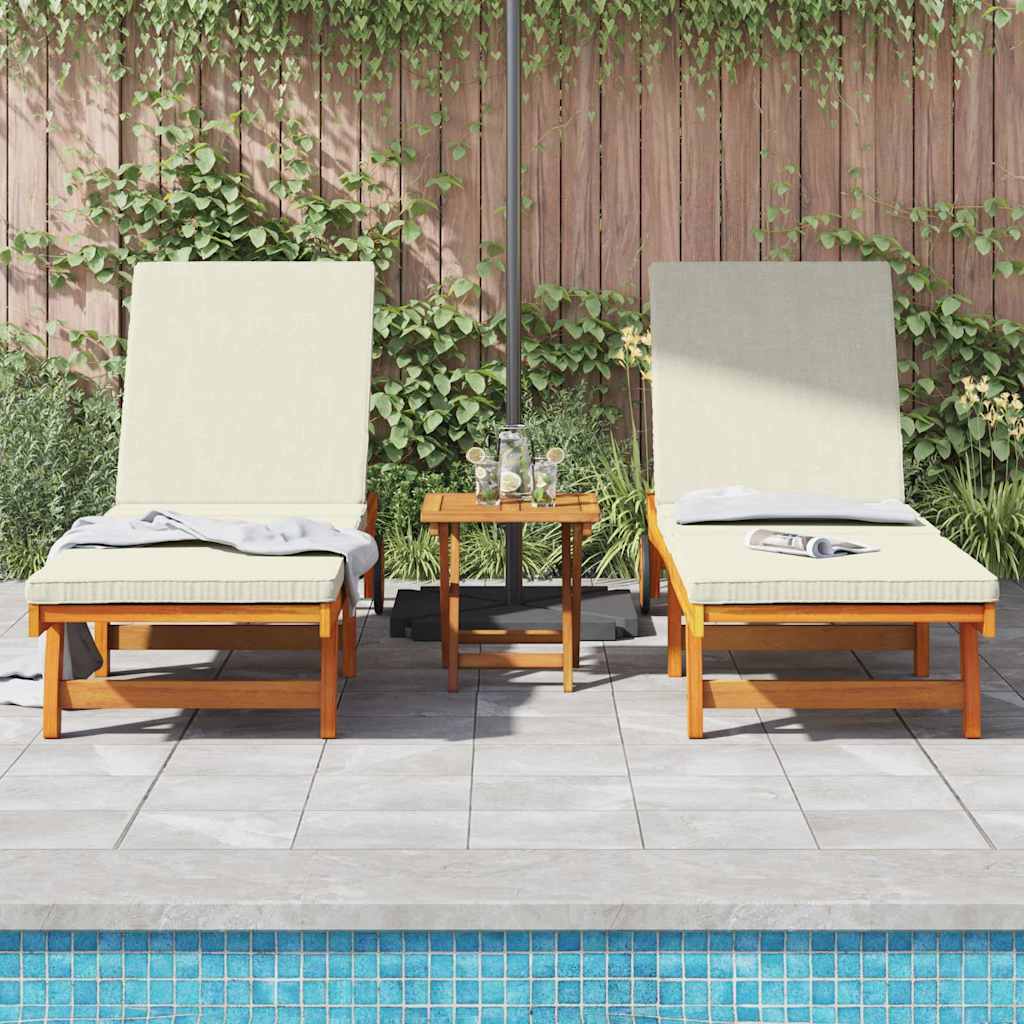 Ležaljka 2 pcs Smeđa 65 x 199 x 84 cm Čvrsto drvo akacije