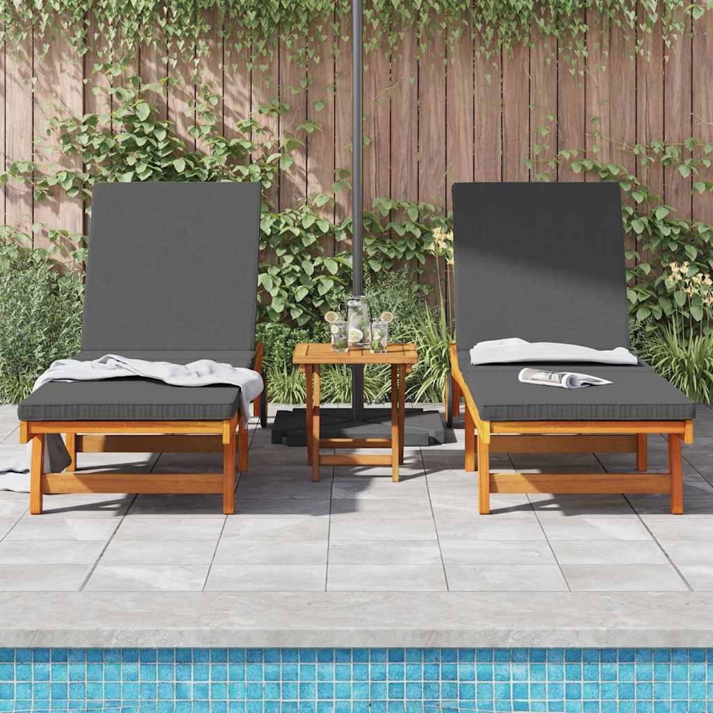 Ležaljka 2 pcs Smeđa 65 x 199 x 84 cm Čvrsto drvo akacije