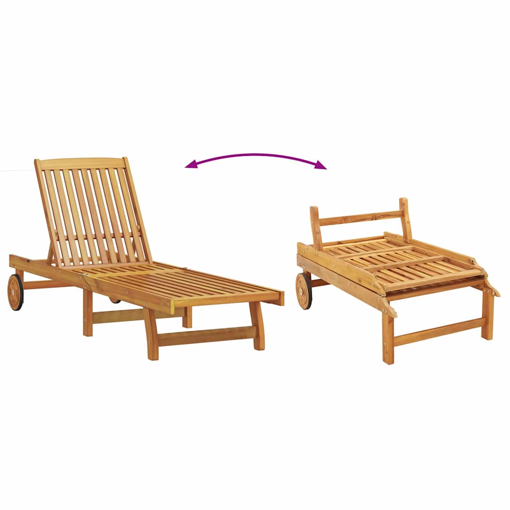 Ležaljka 2 pcs Smeđa 65 x 199 x 84 cm Čvrsto drvo akacije