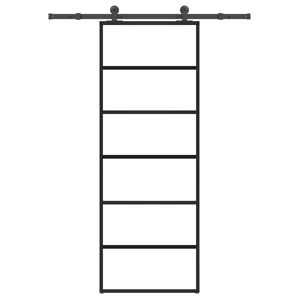 Klizna vrata s priborom 76 x 205 cm od ESG stakla i aluminija