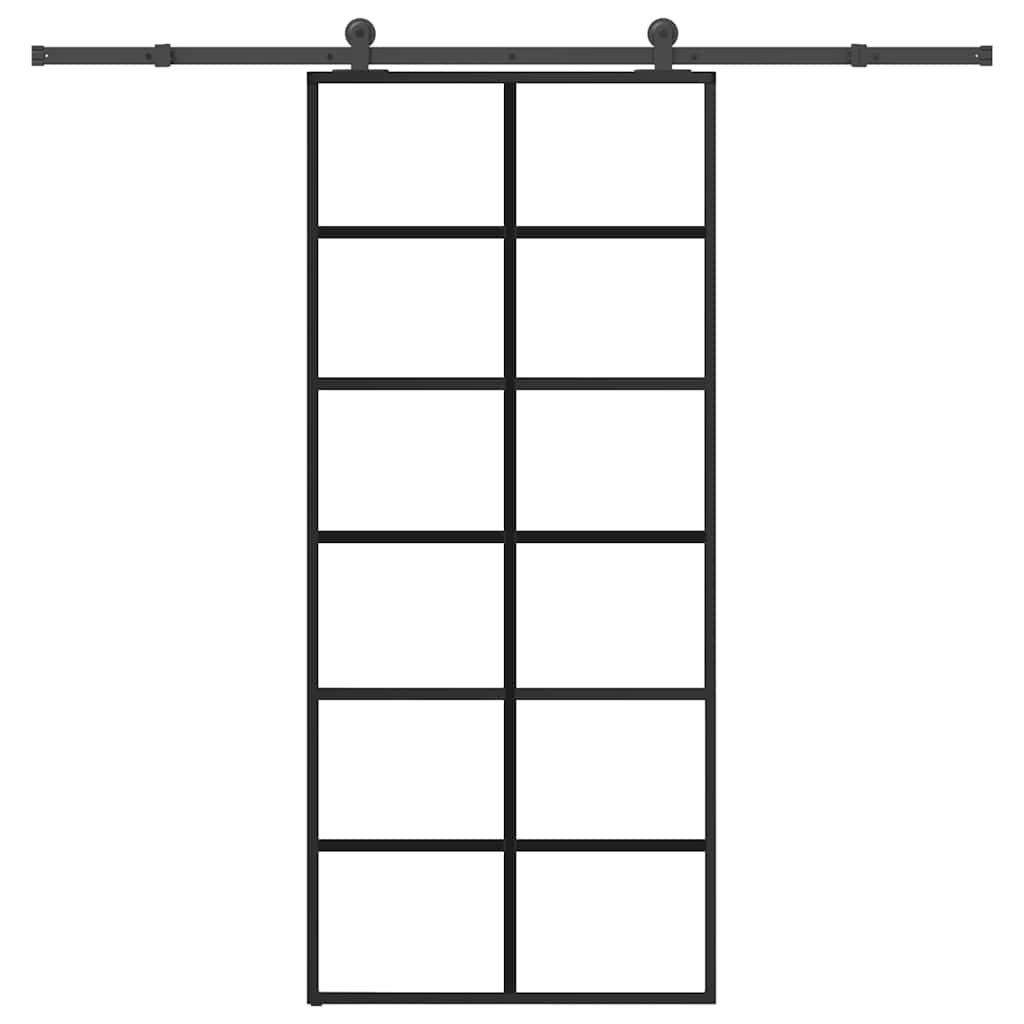 Klizna vrata s priborom 90 x 205 cm od ESG stakla i aluminija