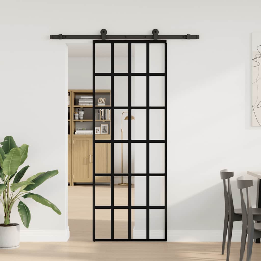 Klizna vrata s priborom 76 x 205 cm od ESG stakla i aluminija