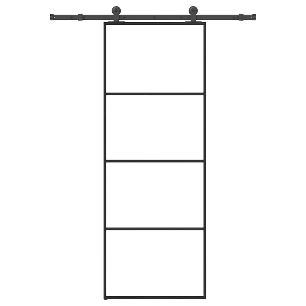 Klizna vrata s priborom 76 x 205 cm od ESG stakla i aluminija