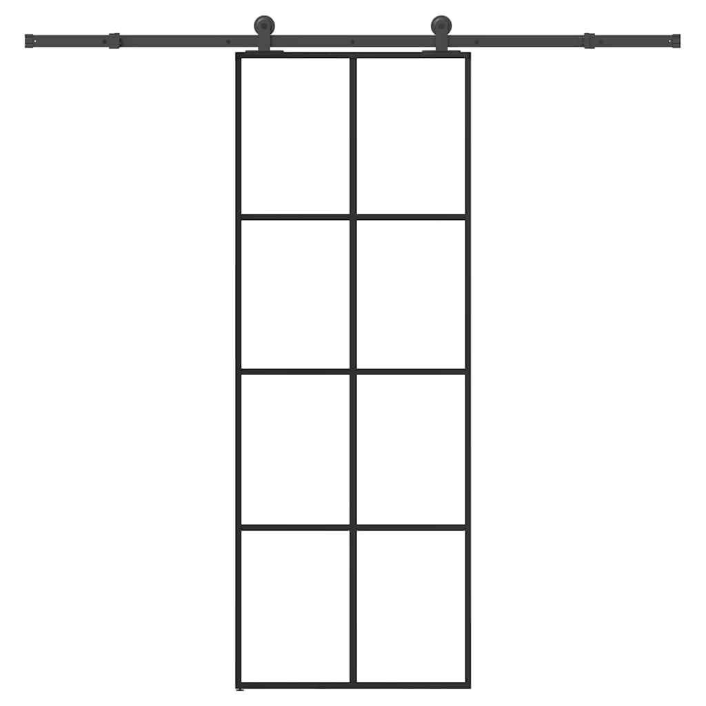 Klizna vrata s priborom 76 x 205 cm od ESG stakla i aluminija