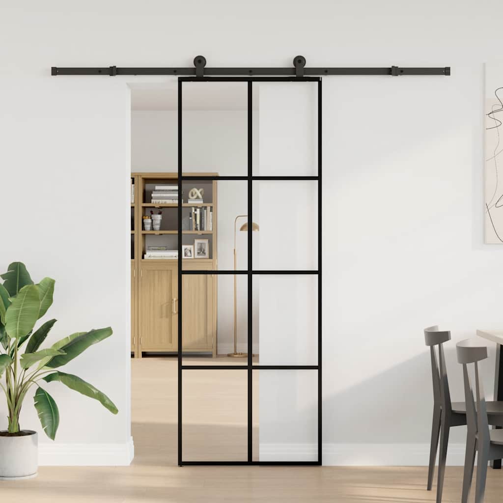 Klizna vrata s priborom 76 x 205 cm od ESG stakla i aluminija