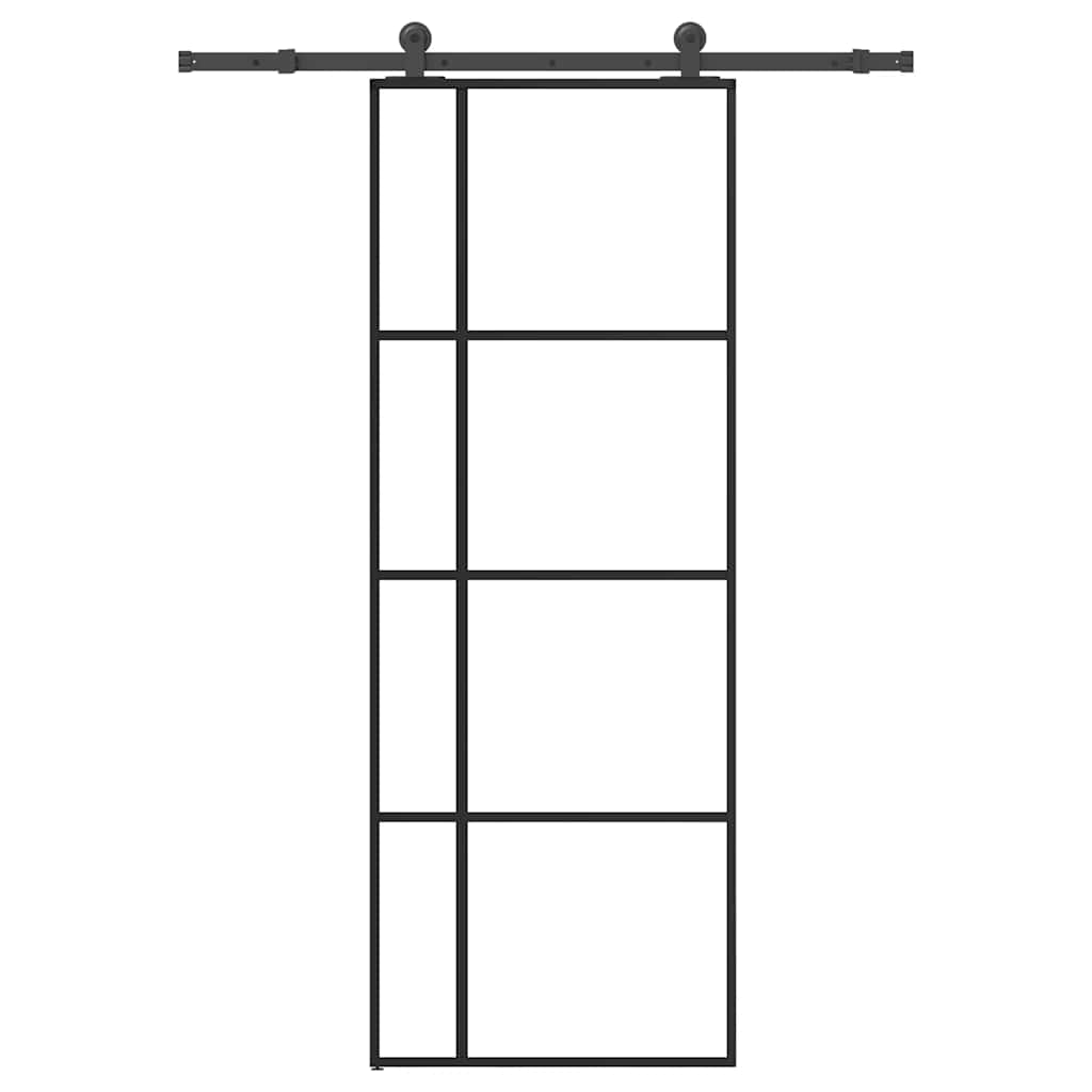 Klizna vrata s priborom 76 x 205 cm od ESG stakla i aluminija
