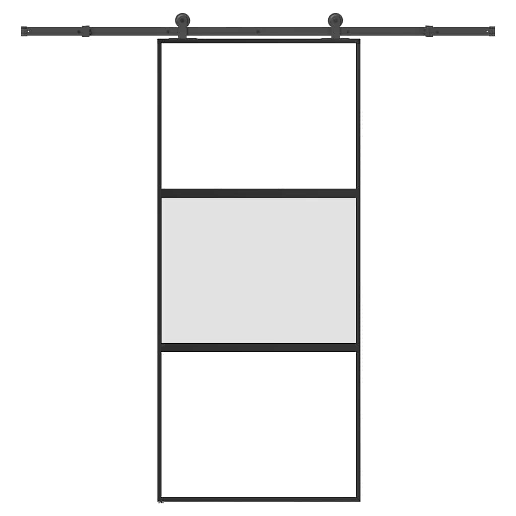 Klizna vrata s priborom 90 x 205 cm kaljeno staklo i aluminij