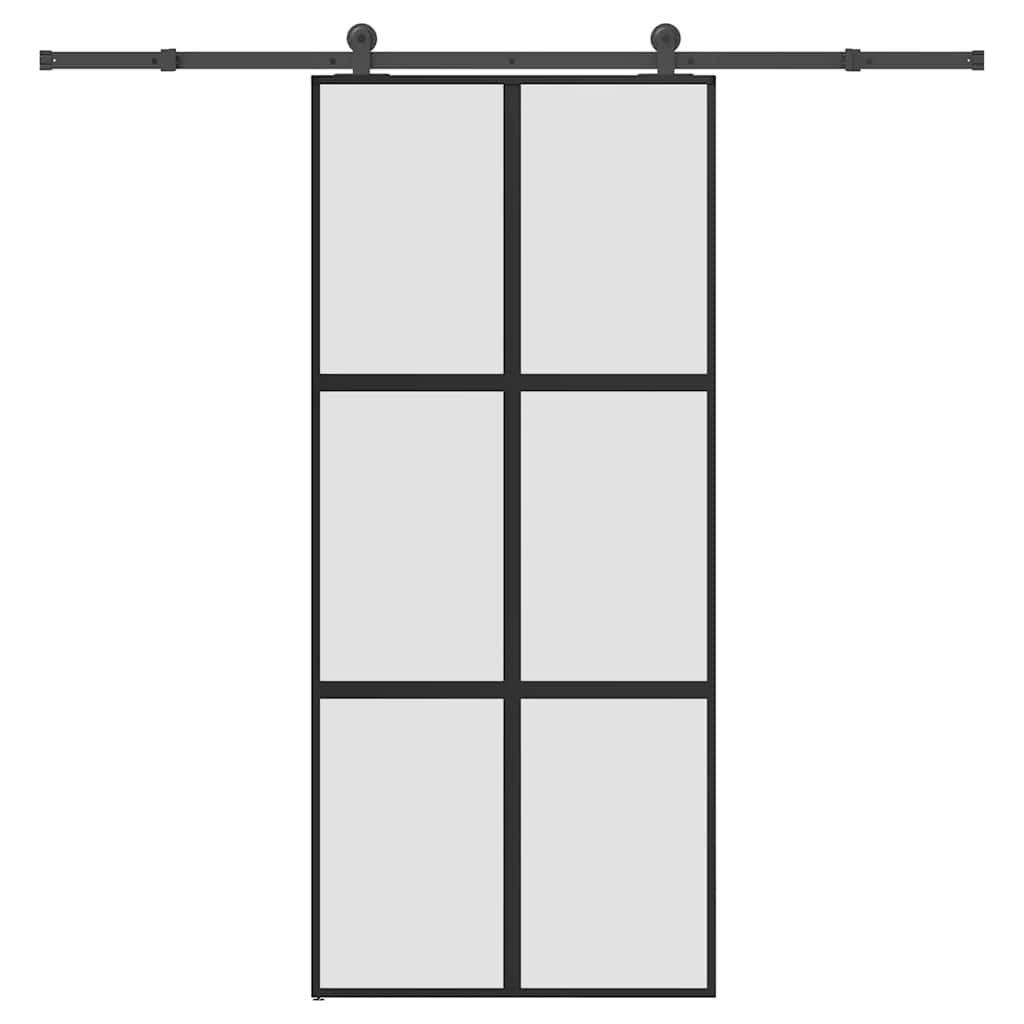 Klizna vrata s priborom 90 x 205 cm kaljeno staklo i aluminij