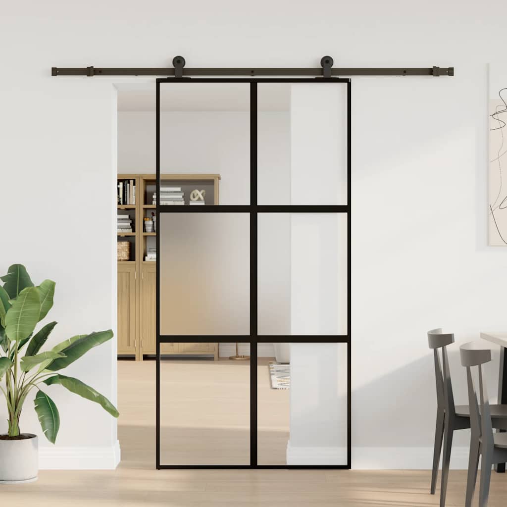 Klizna vrata s priborom 102,5x205 cm kaljeno staklo i aluminij