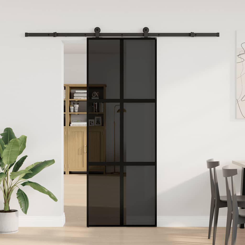 Klizna vrata s priborom 76 x 205 cm kaljeno staklo i aluminij