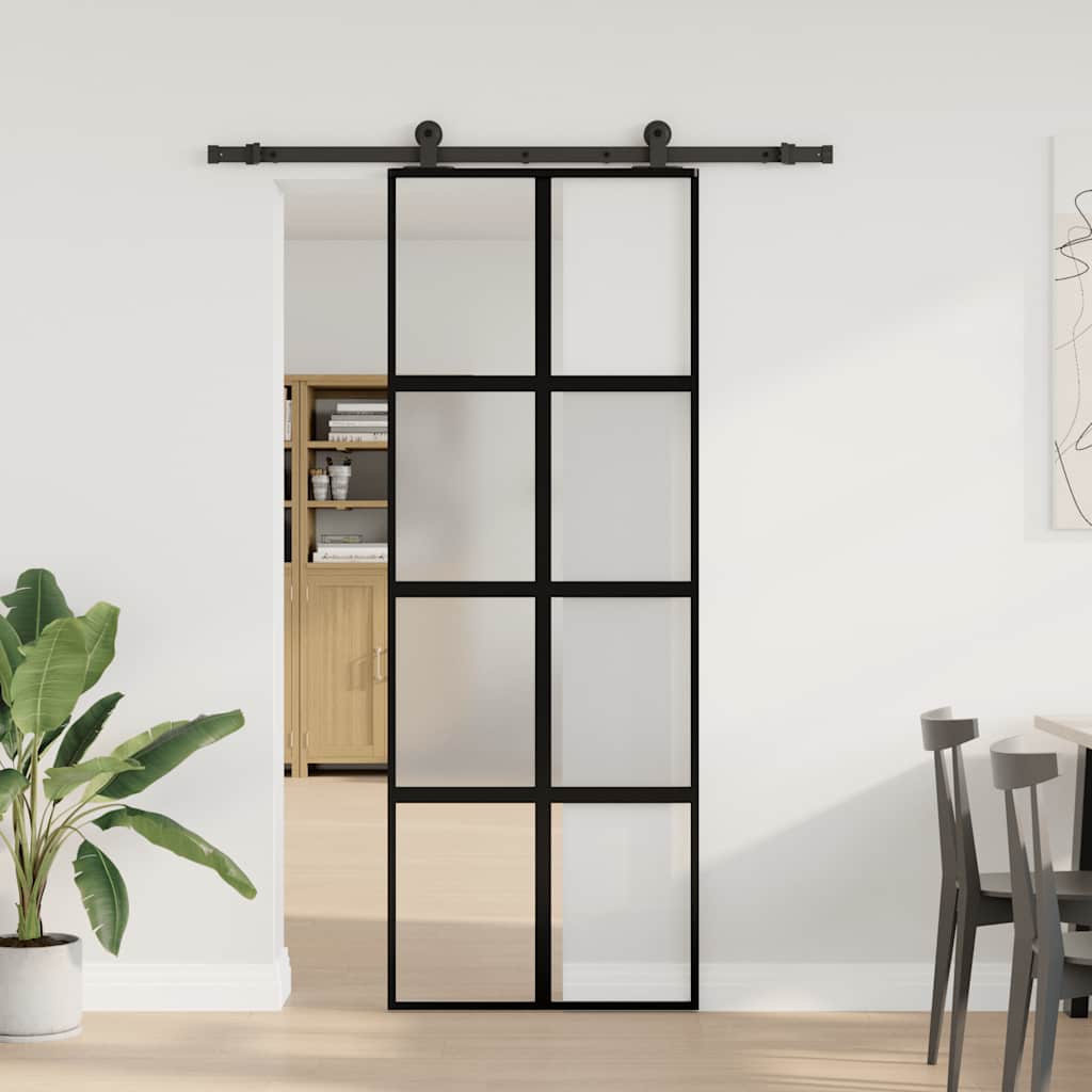 Klizna vrata s priborom 76 x 205 cm kaljeno staklo i aluminij