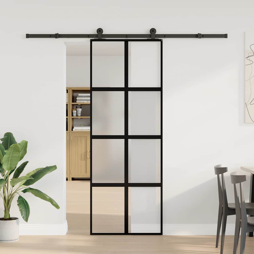 Klizna vrata s priborom 76 x 205 cm kaljeno staklo i aluminij