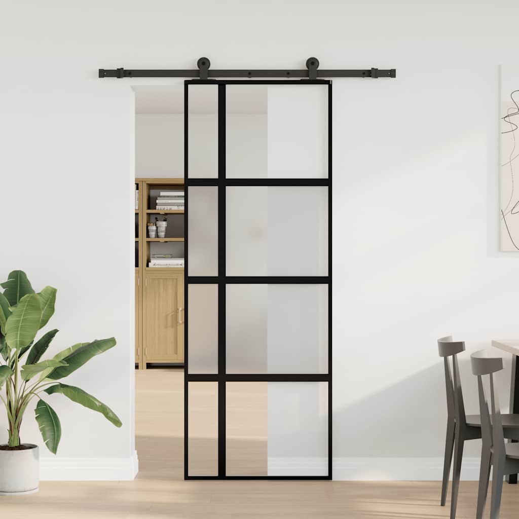 Klizna vrata s priborom 76 x 205 cm kaljeno staklo i aluminij