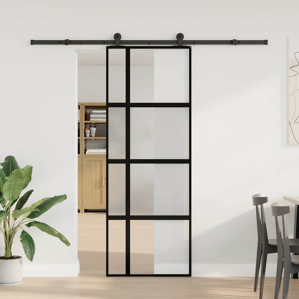Klizna vrata s priborom 76 x 205 cm kaljeno staklo i aluminij