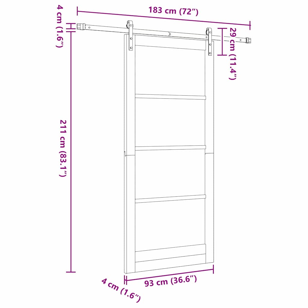 Klizna vrata ORKDAL Bijela i crna 93 x 211 cm