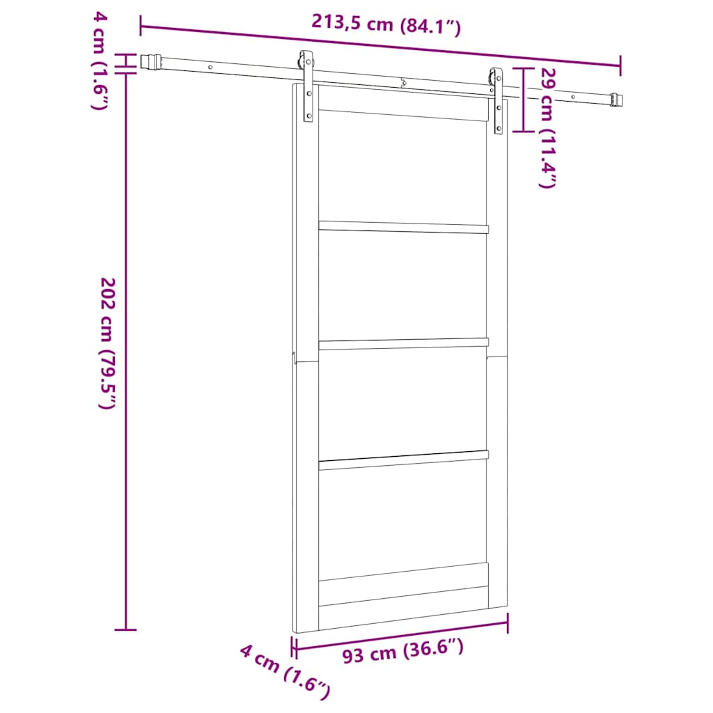 Klizna vrata ORKDAL Prirodna 93 x 202 cm