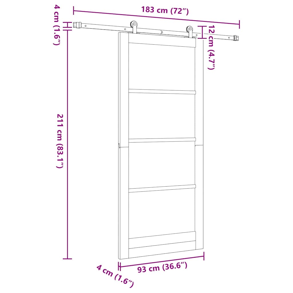 Klizna vrata ORKDAL Bijela i crna 93 x 211 cm