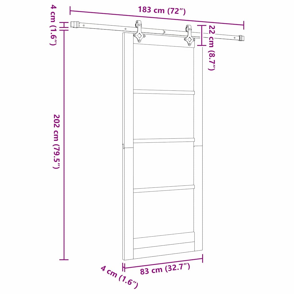 Klizna vrata ORKDAL Bijela i crna 83 x 202 cm