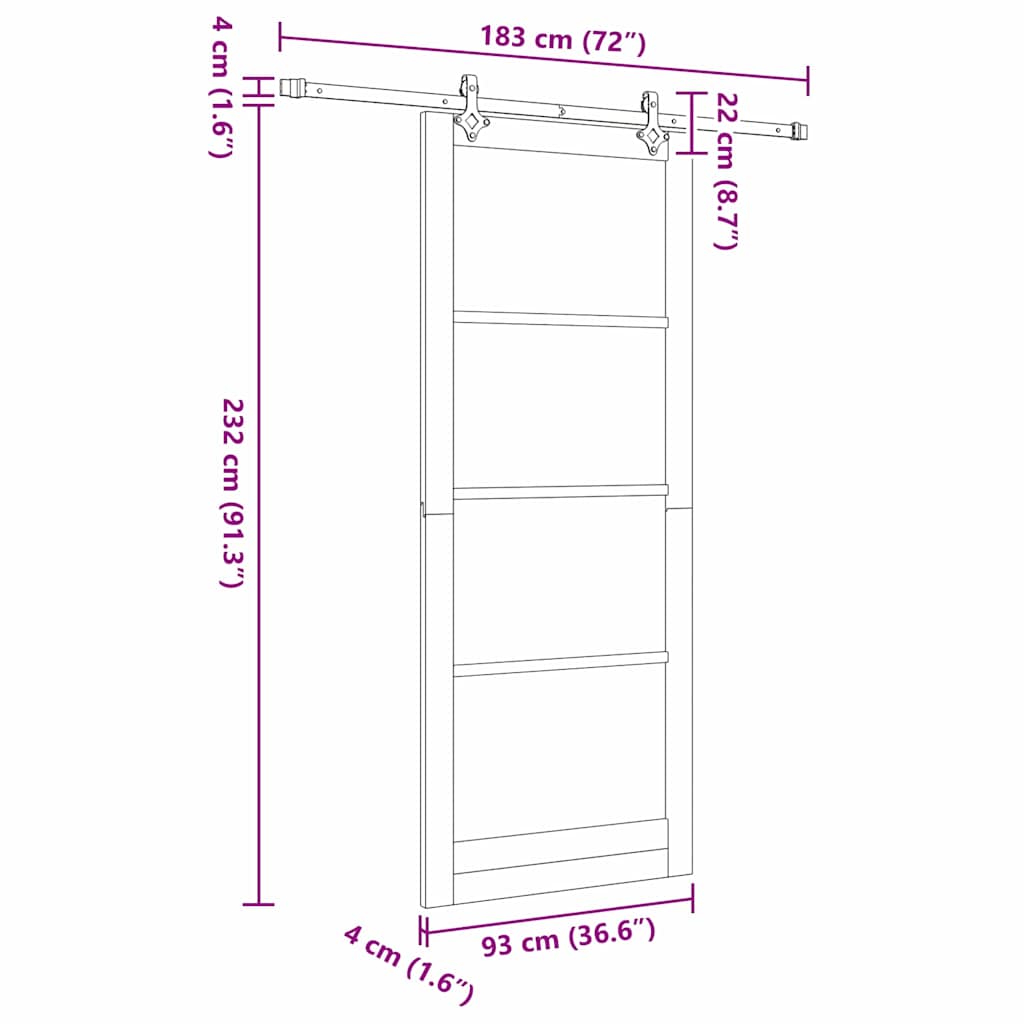 Klizna vrata ORKDAL Bijela i crna 93 x 232 cm