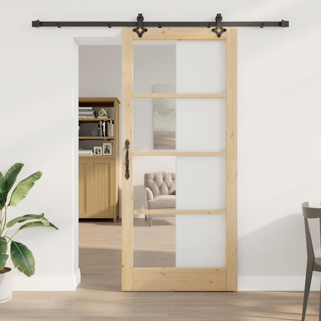 Klizna vrata ORKDAL Prirodna i crna 93 x 211 cm