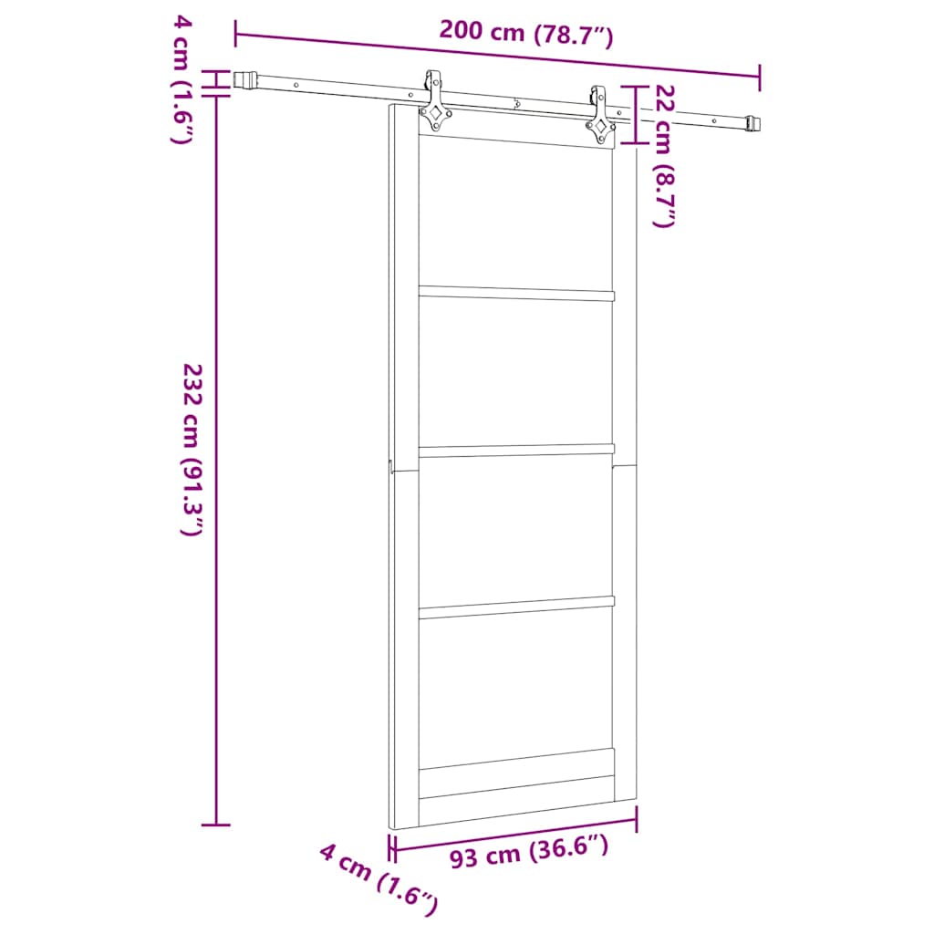 Klizna vrata ORKDAL Bijela i crna 93 x 232 cm