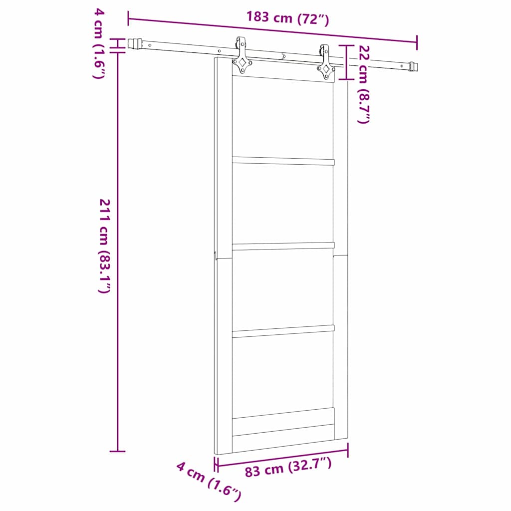 Klizna vrata Bijelo 83 x 211 cm Masivna borovina i staklo