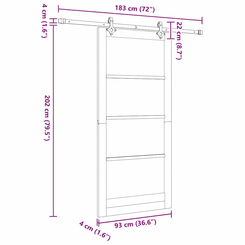 Klizna vrata Prirodna 93 x 202 cm Masivna borovina i staklo