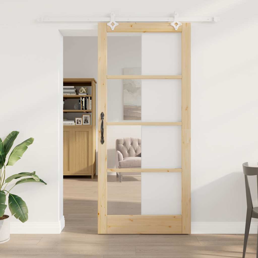 Klizna vrata Prirodna 93 x 211 cm Masivna borovina i staklo