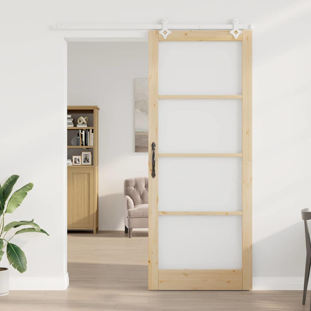 Klizna vrata Prirodna 93 x 232 cm Masivna borovina i staklo