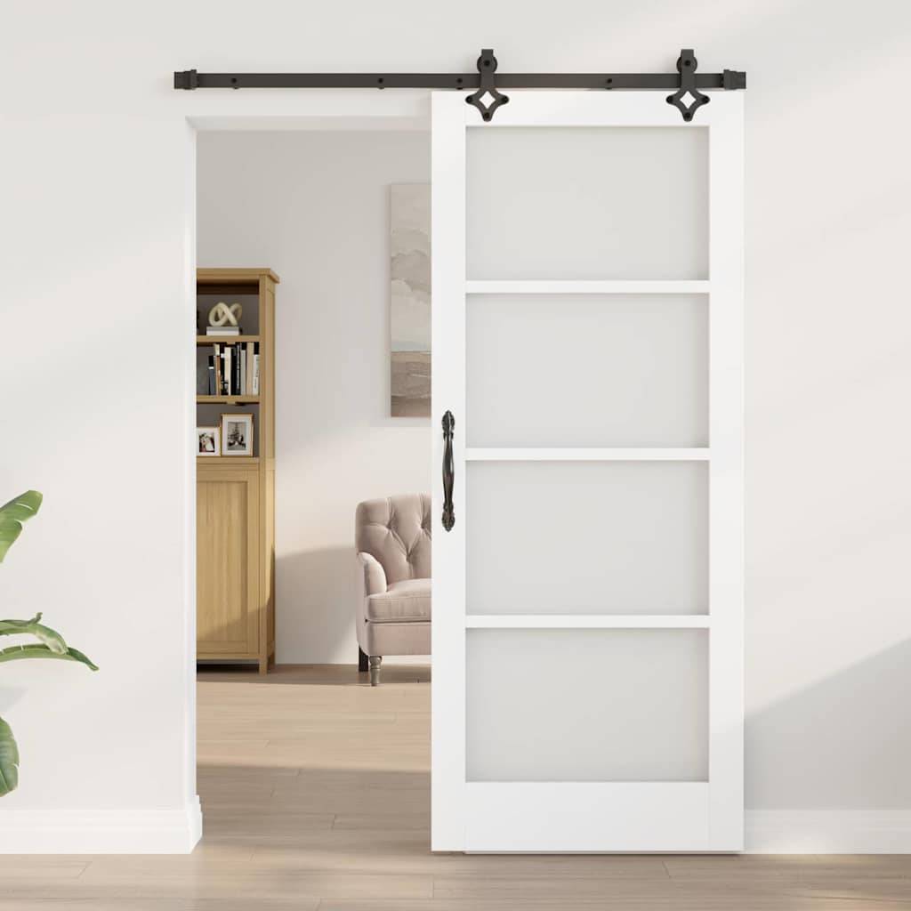 Klizna vrata Bijelo 83 x 202 cm Masivna borovina i staklo