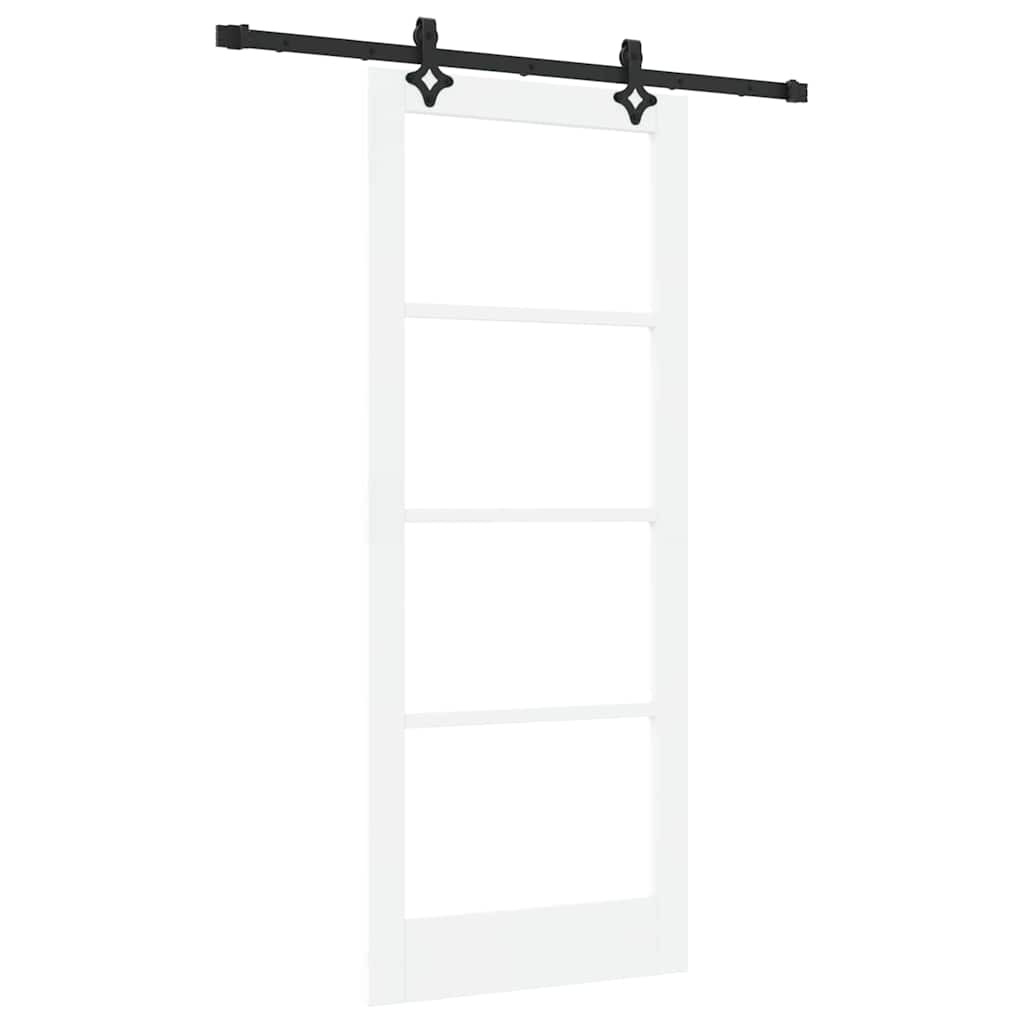 Klizna vrata Bijelo 83 x 202 cm Masivna borovina i staklo