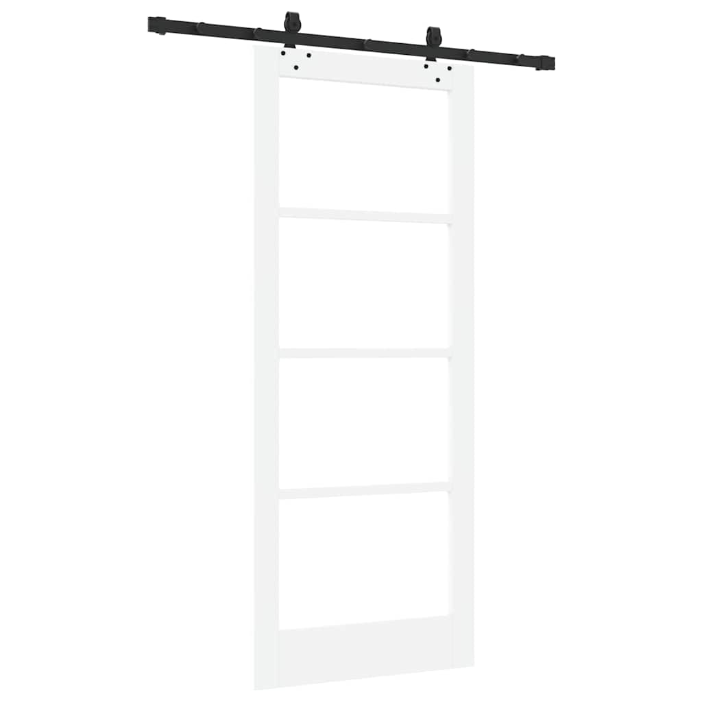 Klizna vrata Bijelo 83 x 202 cm Masivna borovina i staklo