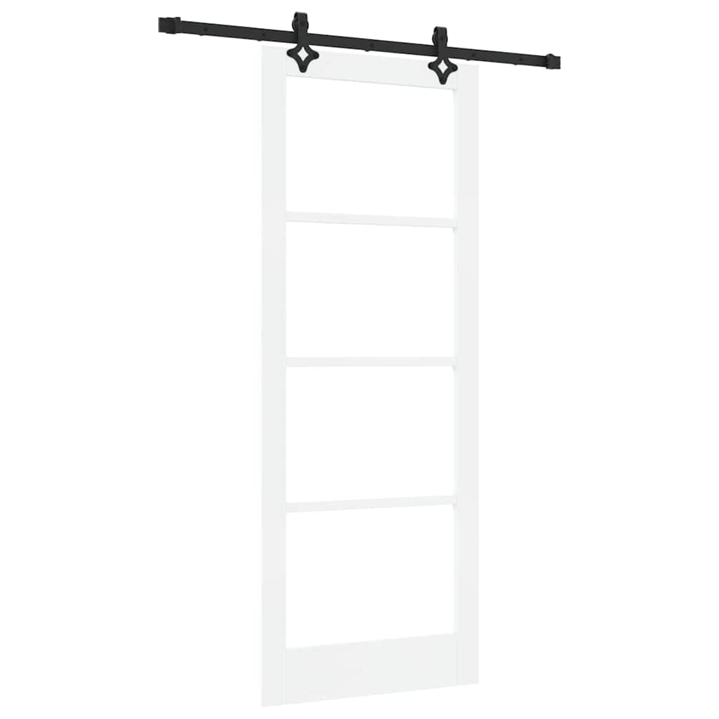 Klizna vrata Bijelo 83 x 211 cm Masivna borovina i staklo