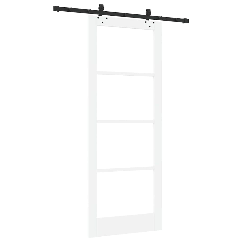Klizna vrata Bijelo 83 x 211 cm Masivna borovina i staklo