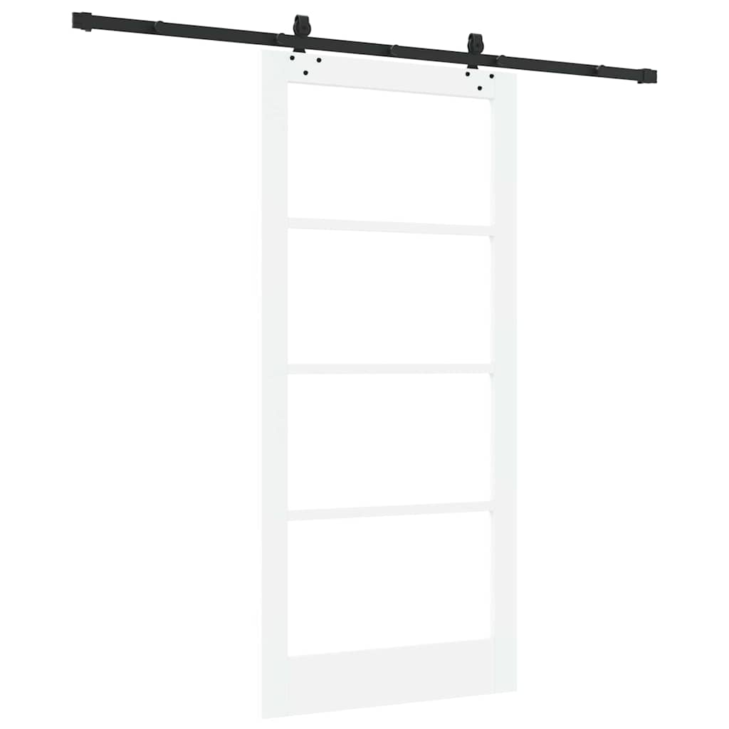 Klizna vrata Bijelo 93 x 202 cm Masivna borovina i staklo