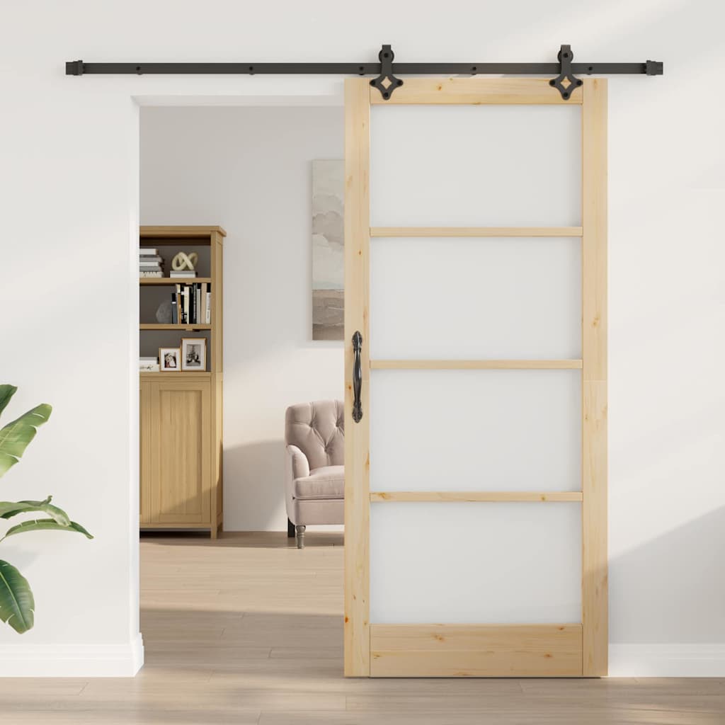 Klizna vrata Prirodna 93 x 211 cm Masivna borovina i staklo