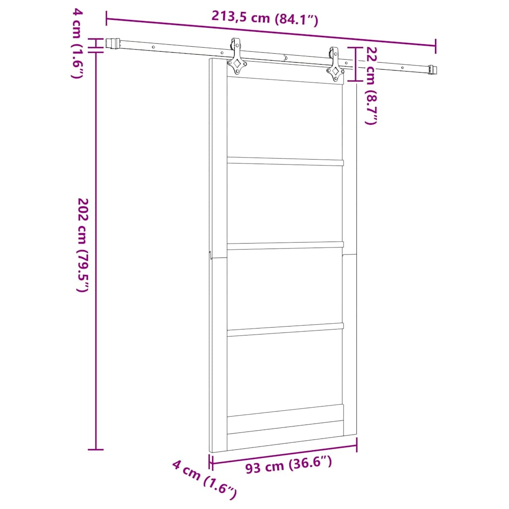 Klizna vrata Bijelo 93 x 211 cm Masivna borovina i staklo