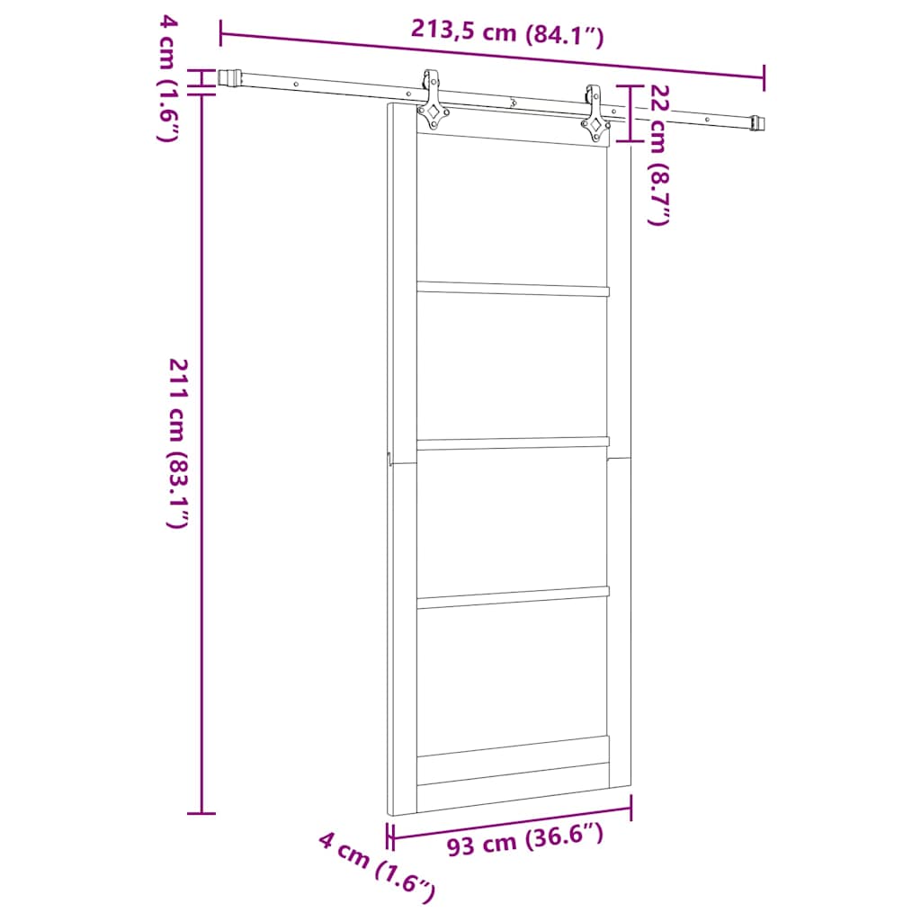 Klizna vrata Prirodna 93 x 232 cm Masivna borovina i staklo