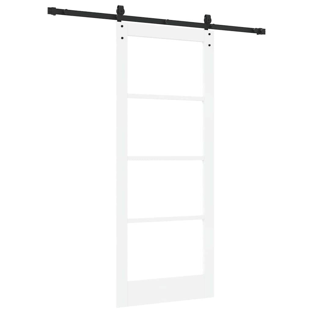 Klizna vrata Bijelo 83 x 202 cm Masivna borovina i staklo