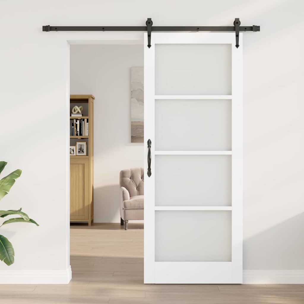 Klizna vrata Bijelo 83 x 211 cm Masivna borovina i staklo