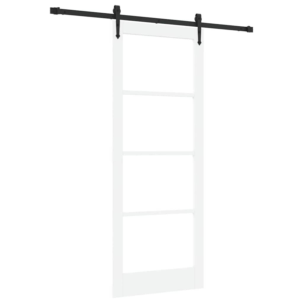 Klizna vrata Bijelo 83 x 211 cm Masivna borovina i staklo
